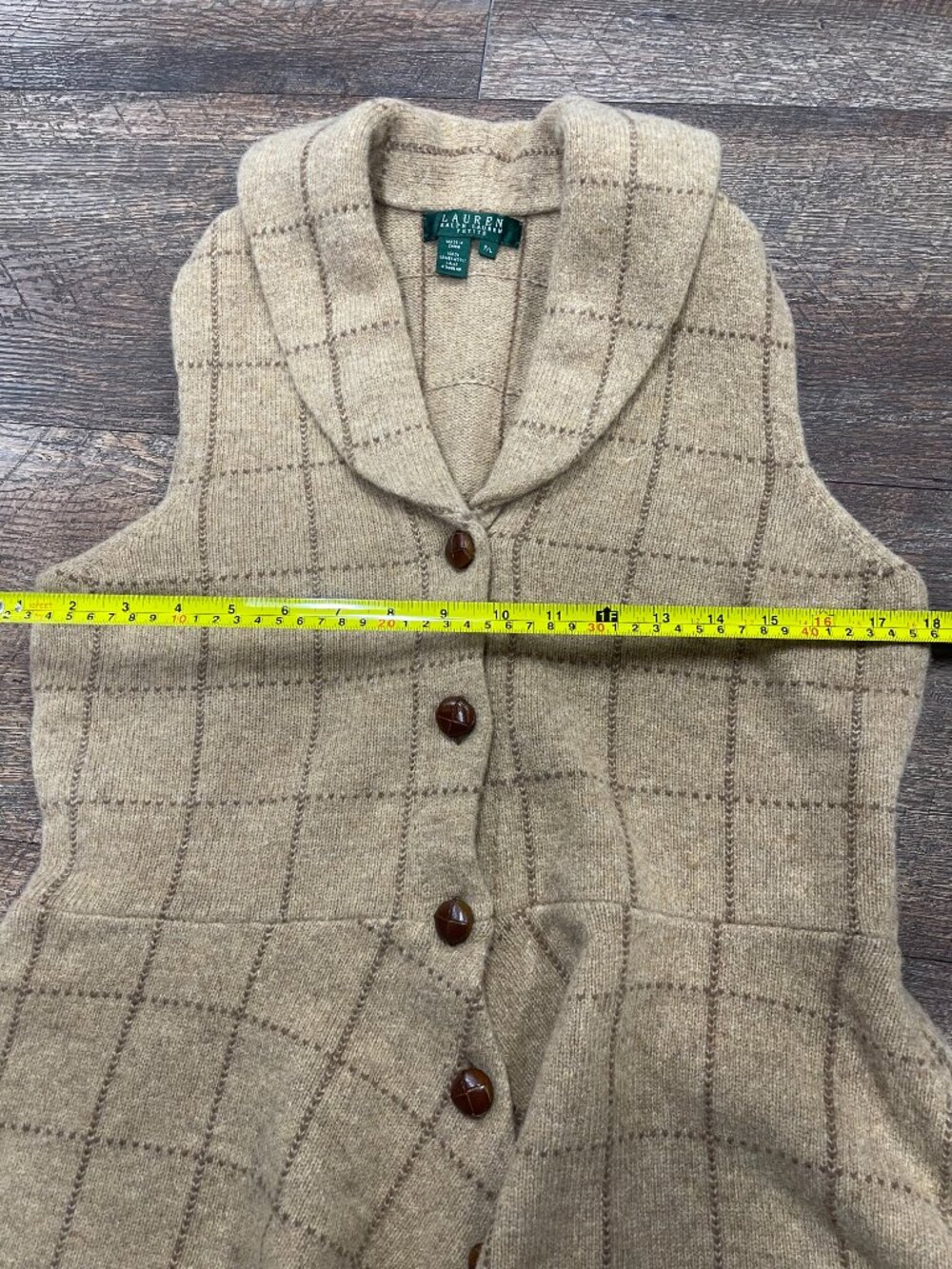 Vintage Lauren Ralph Lauren Lambswool Peplum Sweater Vest Petite Large - Picture 5 of 9